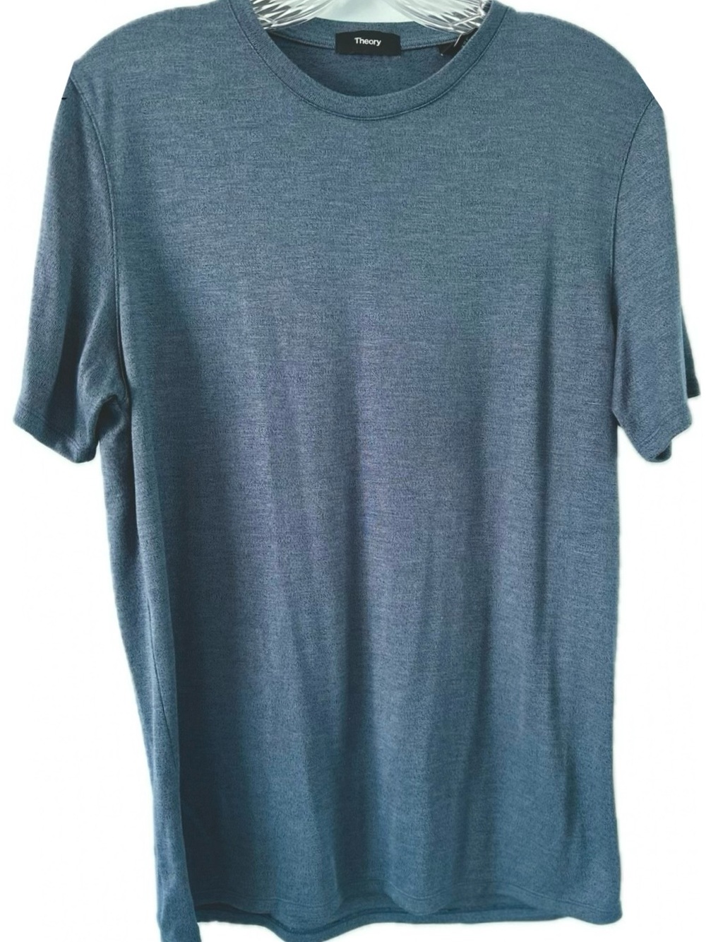 NWOT Theory Men's Heather Slate Blue Short-Sleeve Crewneck Tee
